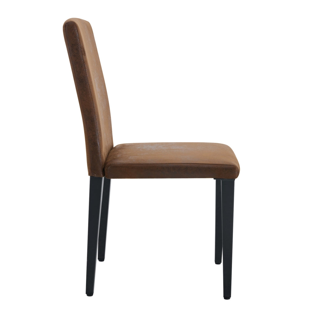 Set di 2 sedie da pranzo moderne in tessuto marrone e metallo nero, stile minimalista