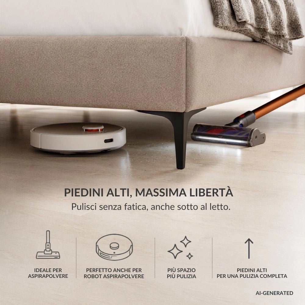 Letto Matrimoniale Vogue con Contenitore in Tessuto Tortora – Eleganza e Comfort con Cuscini Imbottiti