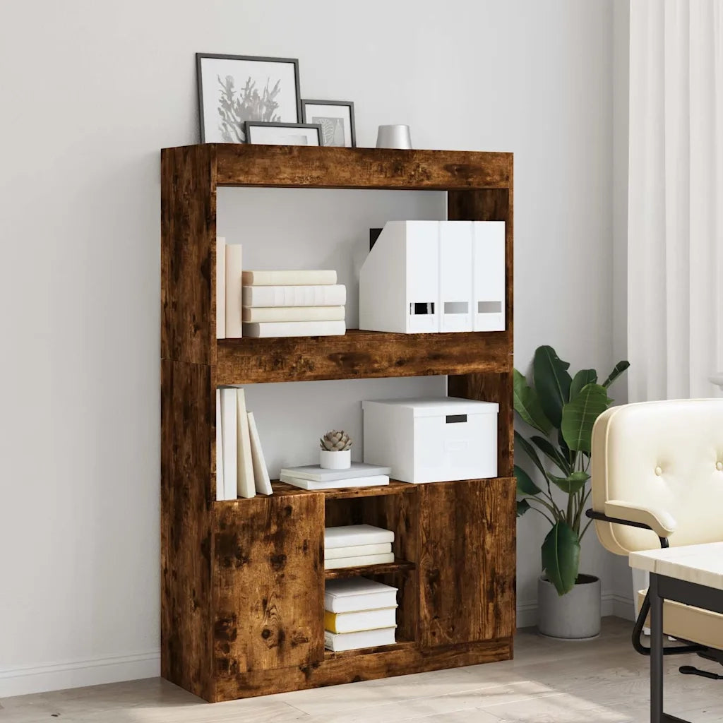 Credenza-Buffet-Armadio da cucina Rovere Fumo 92x33x140 cm in Legno Multistrato