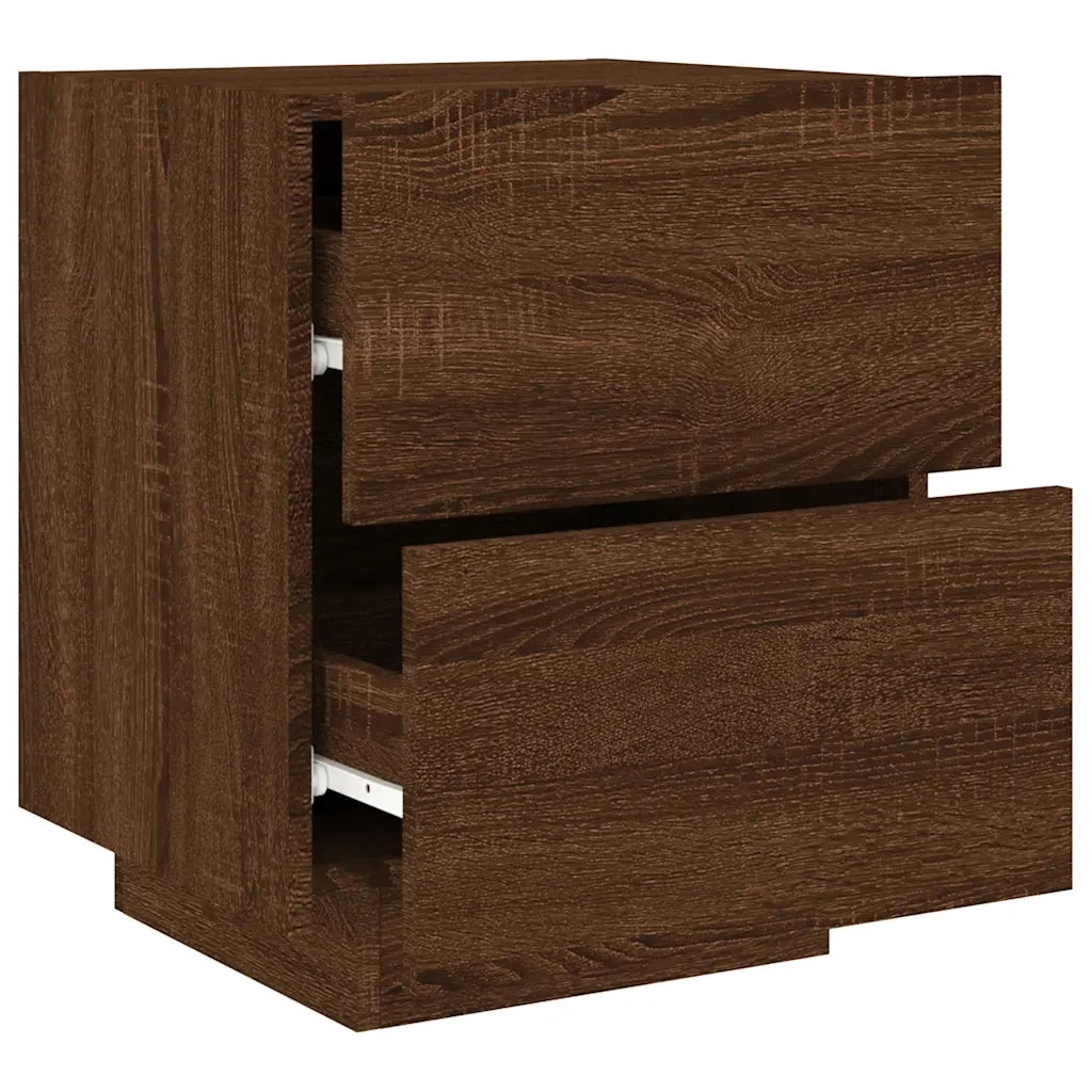 Comodino con Luci LED Rovere Marrone in Legno Multistrato 836747