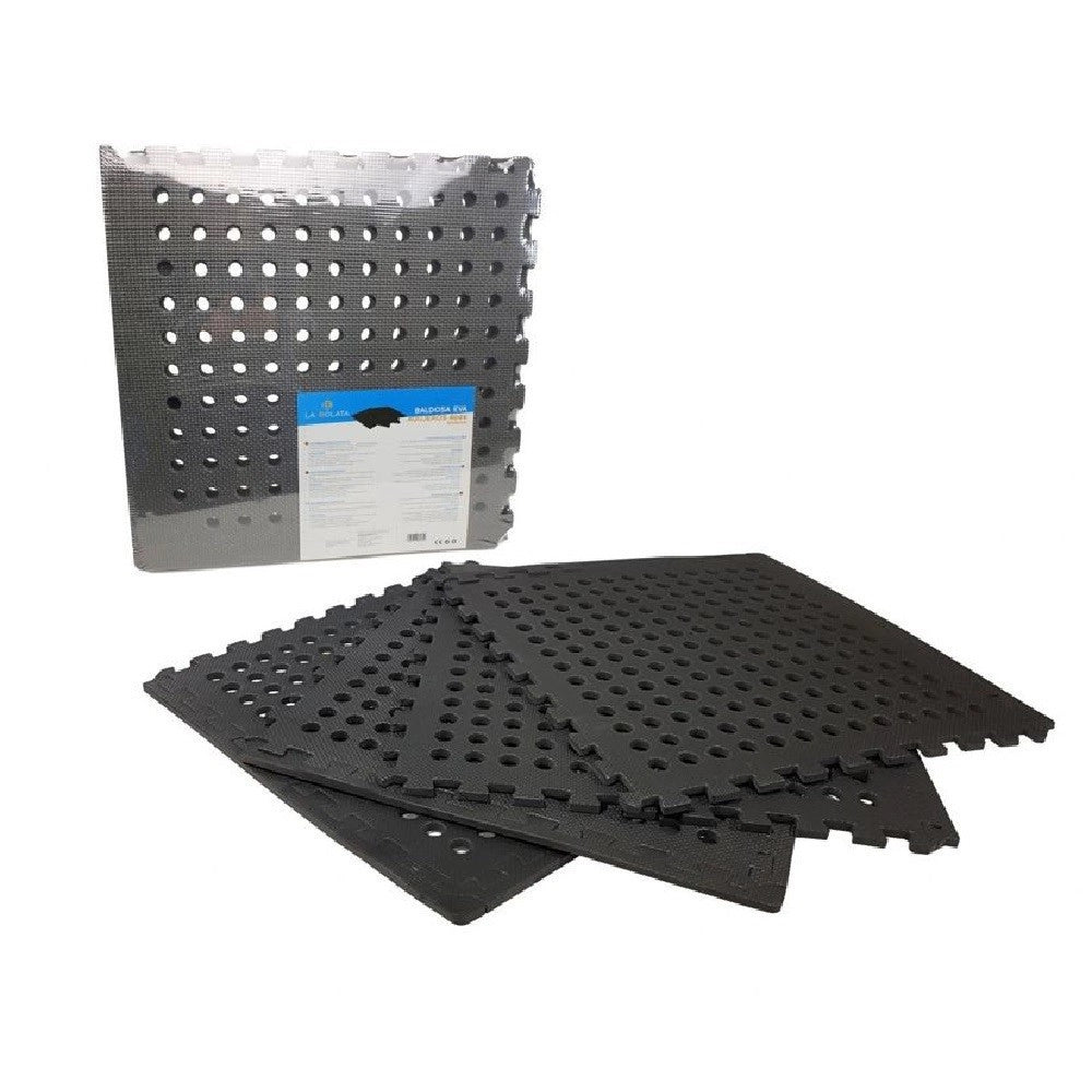 Trade Shop - Set 4 Piastrelle Tappeto Tappetino Eva Nera Piscina Palestra Casa 50x50cm 194706 -