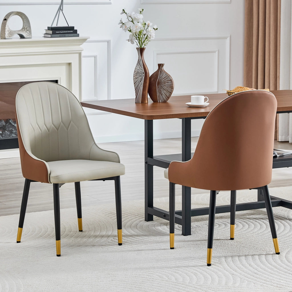 SEDIA da pranzo Set da 2 pezzi 91 cm PU Marrone e Nero schienale a fulmine
