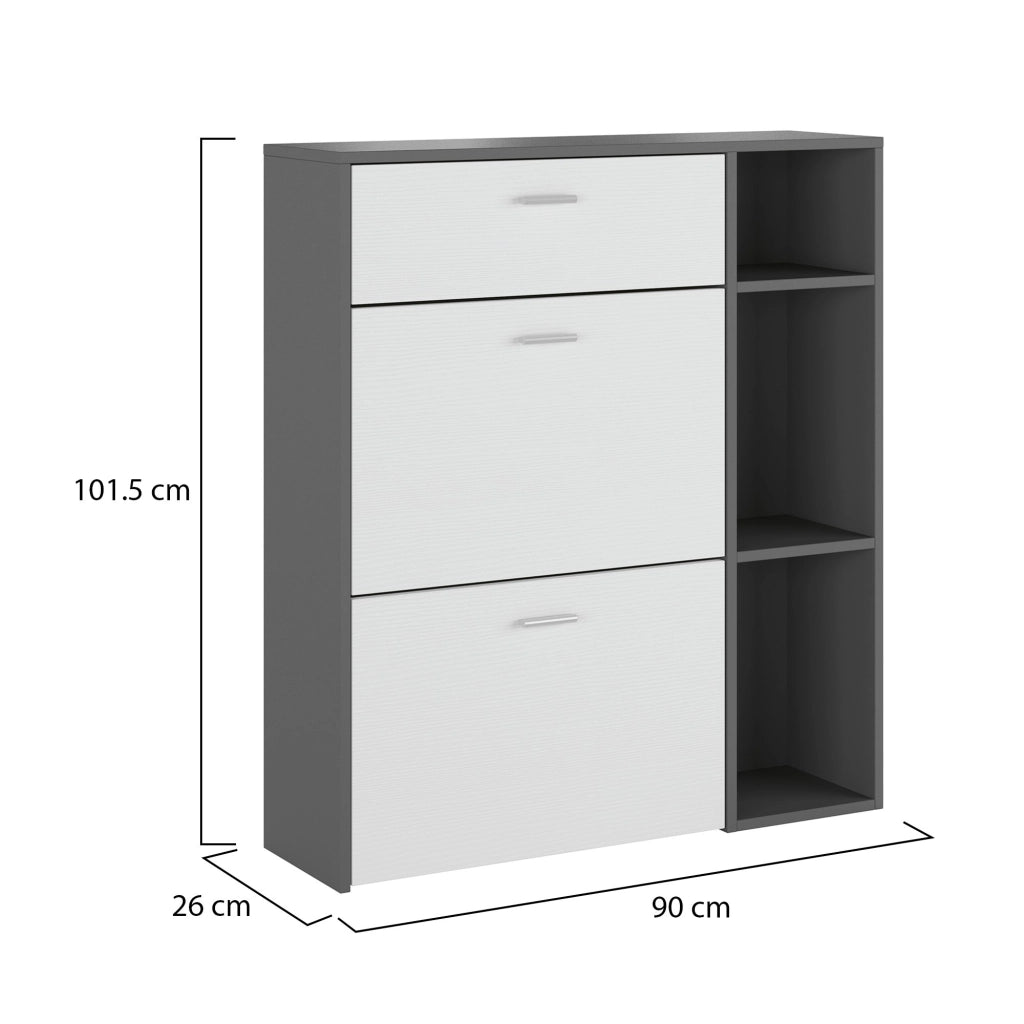 Mobile Portascarpe Samassi, Scarpiera Paia, 90x26x102h cm Nero Antracite