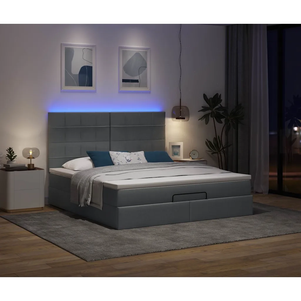 Struttura Letto Pouf con Materasso 180x200 cm in Tessuto 3314025