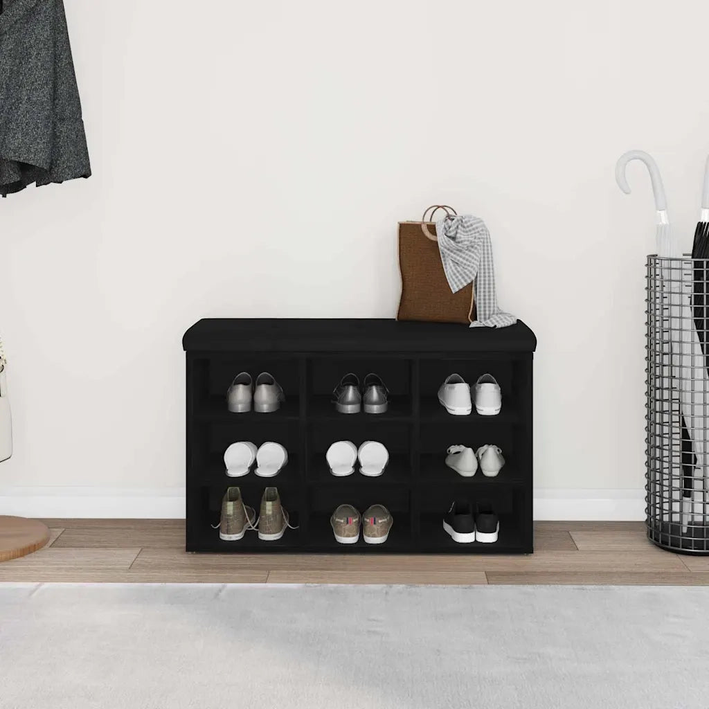 Panca per scarpe Nero 82 x 32 x 50 cm Legno ingegnerizzato 862987