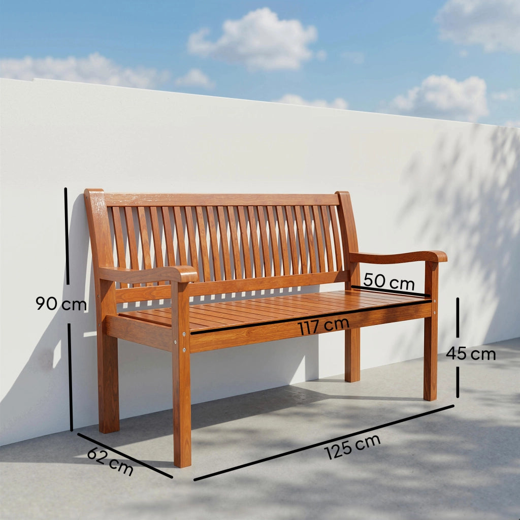 Panchina da Giardino in Legno 2 Posti ¨C zephmum ¨C Marrone Chiaro 125x62x90 cm
