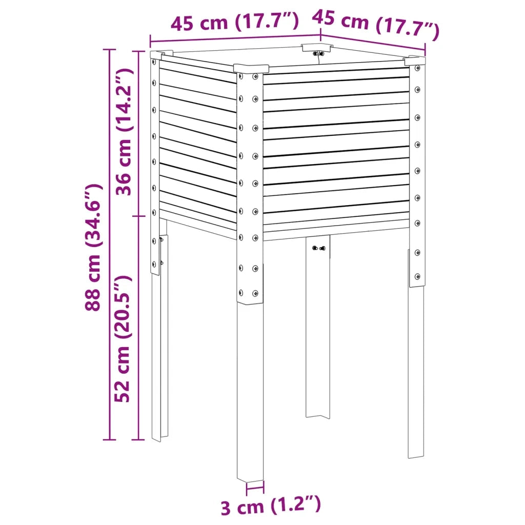Fioriera da Giardino-Vaso da Esterno-Contenitore per Piante marrone 45x45x88 cm in acciaio