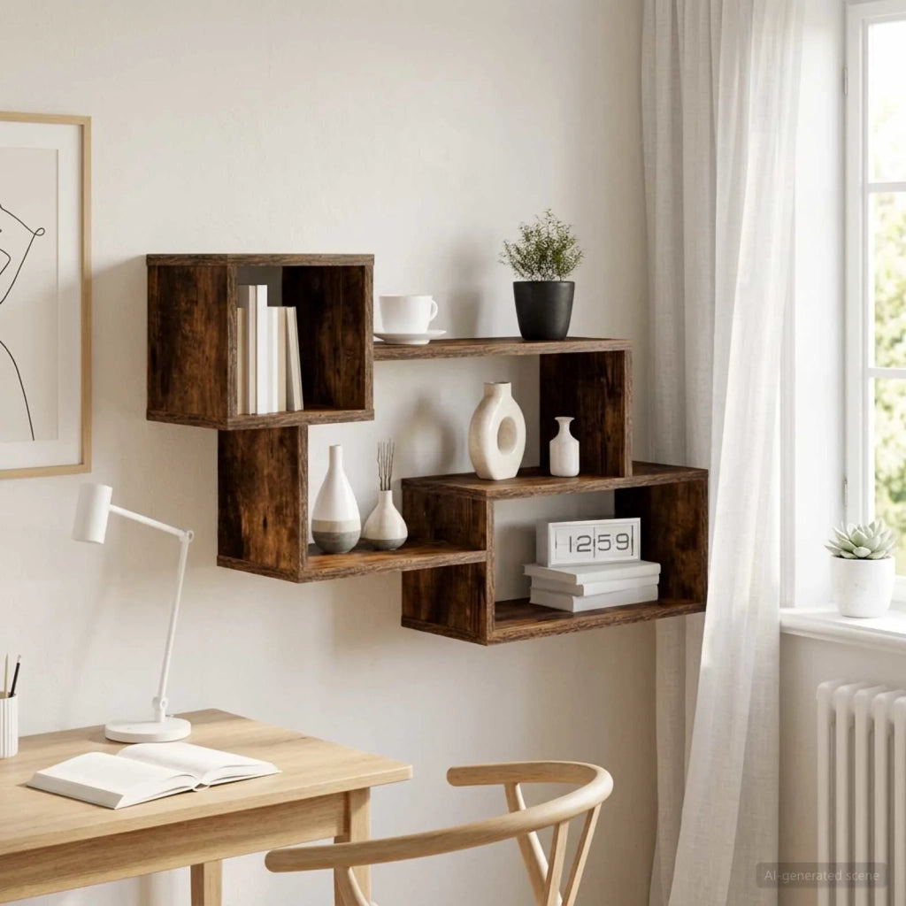 Mensola sospesa A parete Rovere Fumo 87 x 20 x 55 cm 8012096