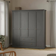 Guardaroba grande Amarena, Mobile camera da letto, Cabina armadio portabiti, Armadio appendiabiti, 181x61 h201 cm, Grigio