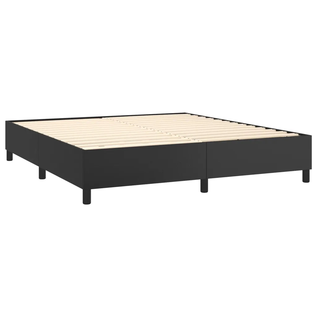 Giroletto a Molle con Materasso e LED Nero 180x200cm Similpelle 3135897