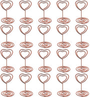 Sostegno per biglietto, 20 pezzi sostegno per biglietto sostegno per menu sostegno per foto, metallico, sostegno per biglietto da tavola, per matrimonio, festa, ufficio, ristorante (oro/rose)