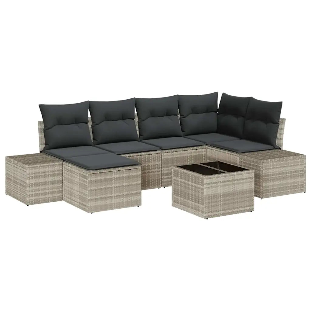 Set Divano da Giardino 6 pcs Grigio chiaro polyrattan