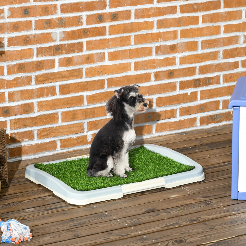 Lettiera per Cani 3 Strati con Prato Sintetico ¨C Zephmum ¨C Grigia 63x48.5cm
