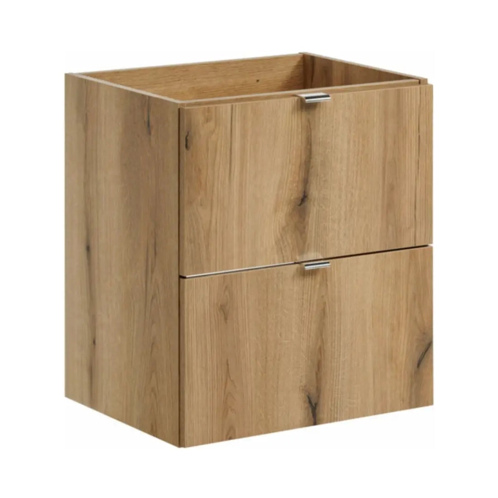 Set bagno sospeso VANO in rovere e bianco 50cm: mobile sotto lavabo con cassetti + piano per lavabo