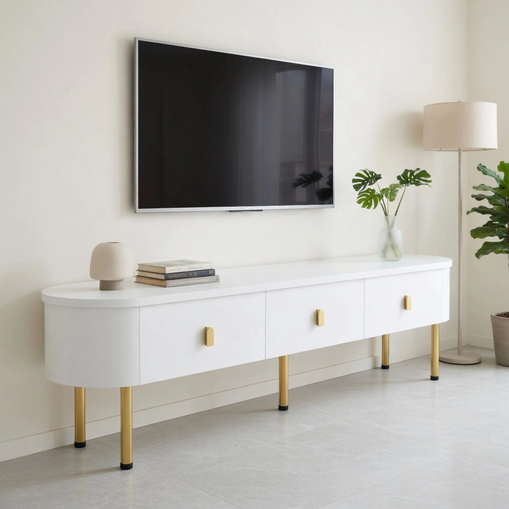 Lowboard bianco in MDF lunghezza 174 cm