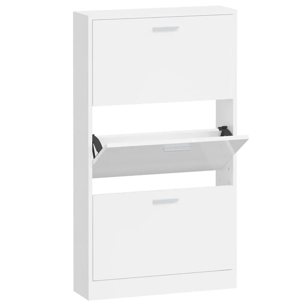 Scarpiera-Scaffale per scarpe Bianco Lucido 59x17x108 cm in Legno Multistrato