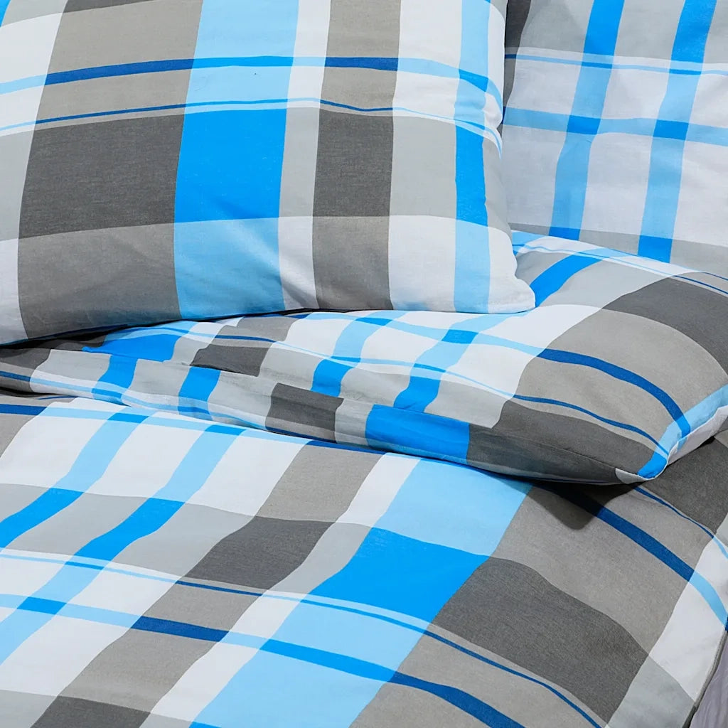 Set Copripiumino Blu e Grigio 135x200 cm in Cotone CFW9139886