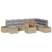 Set Divano da Giardino 9 pcs Beige Poly Rattan 3358834
