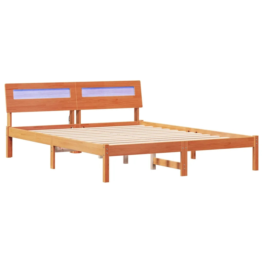 Letto matrimoniale | Letto per adulti | Struttura del letto Marrone cerato 160 x 200 cm Pino massello
