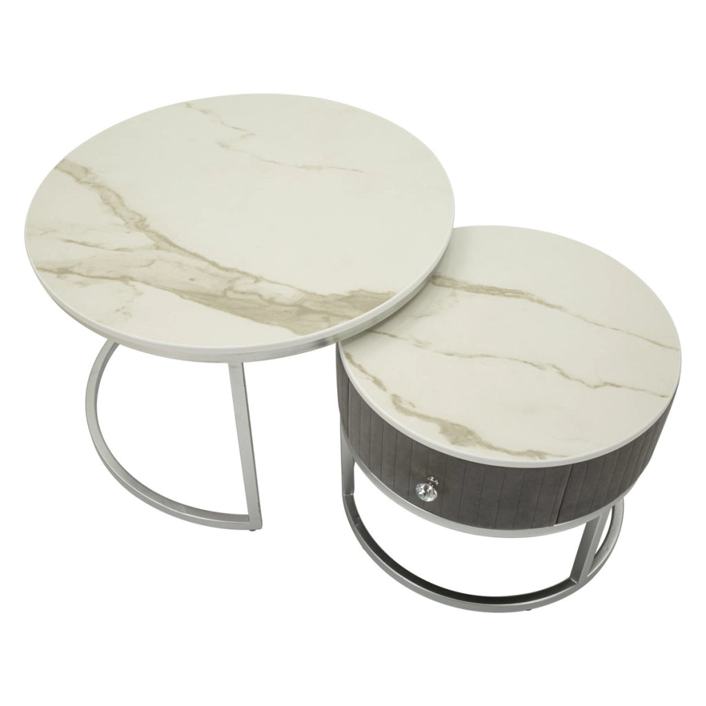 Set di Tavolini VKH796, Grigio, Legno, 70x70x45 cm