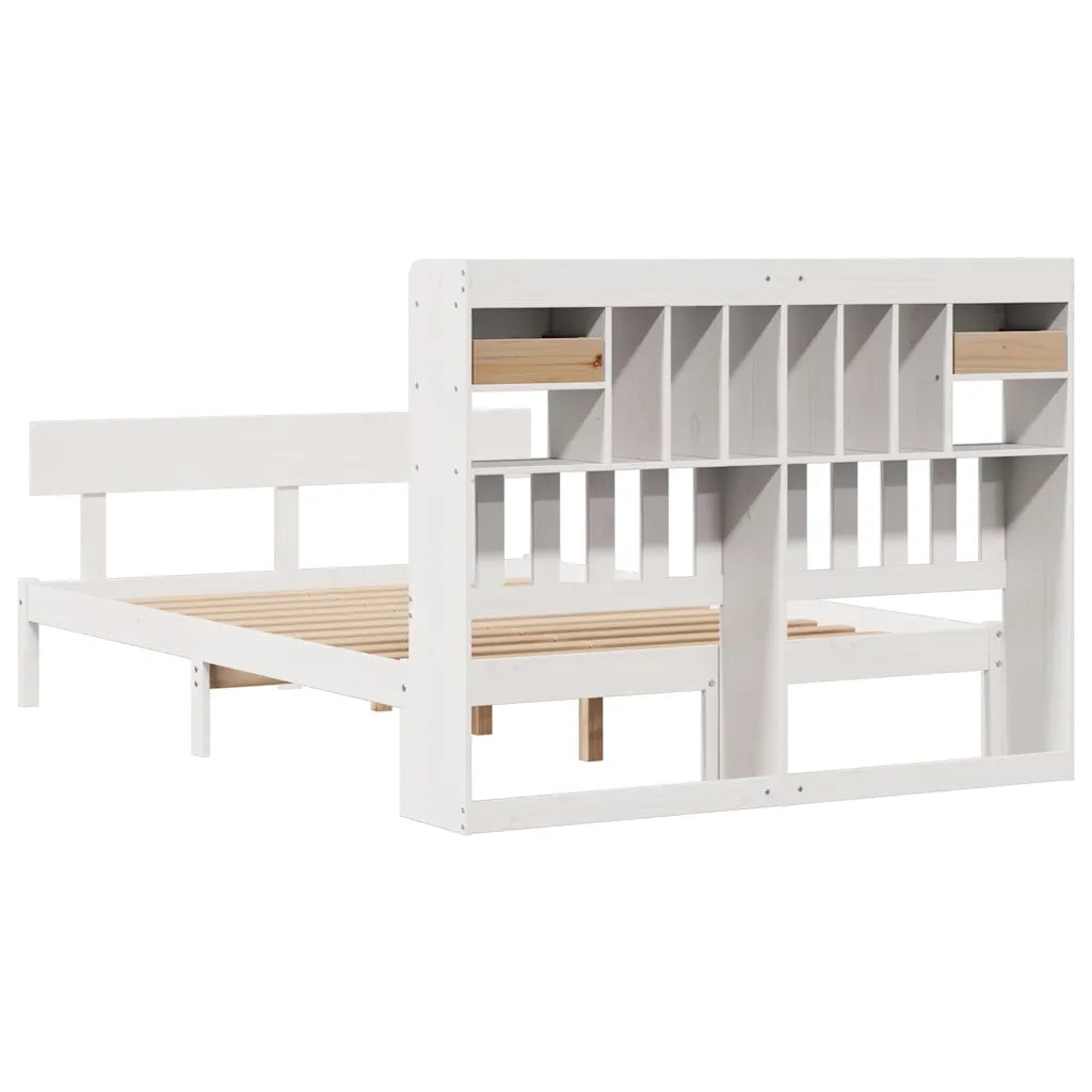 Letto Libreria senza Materasso Bianco 150x200 cm Legno di Pino 3321837