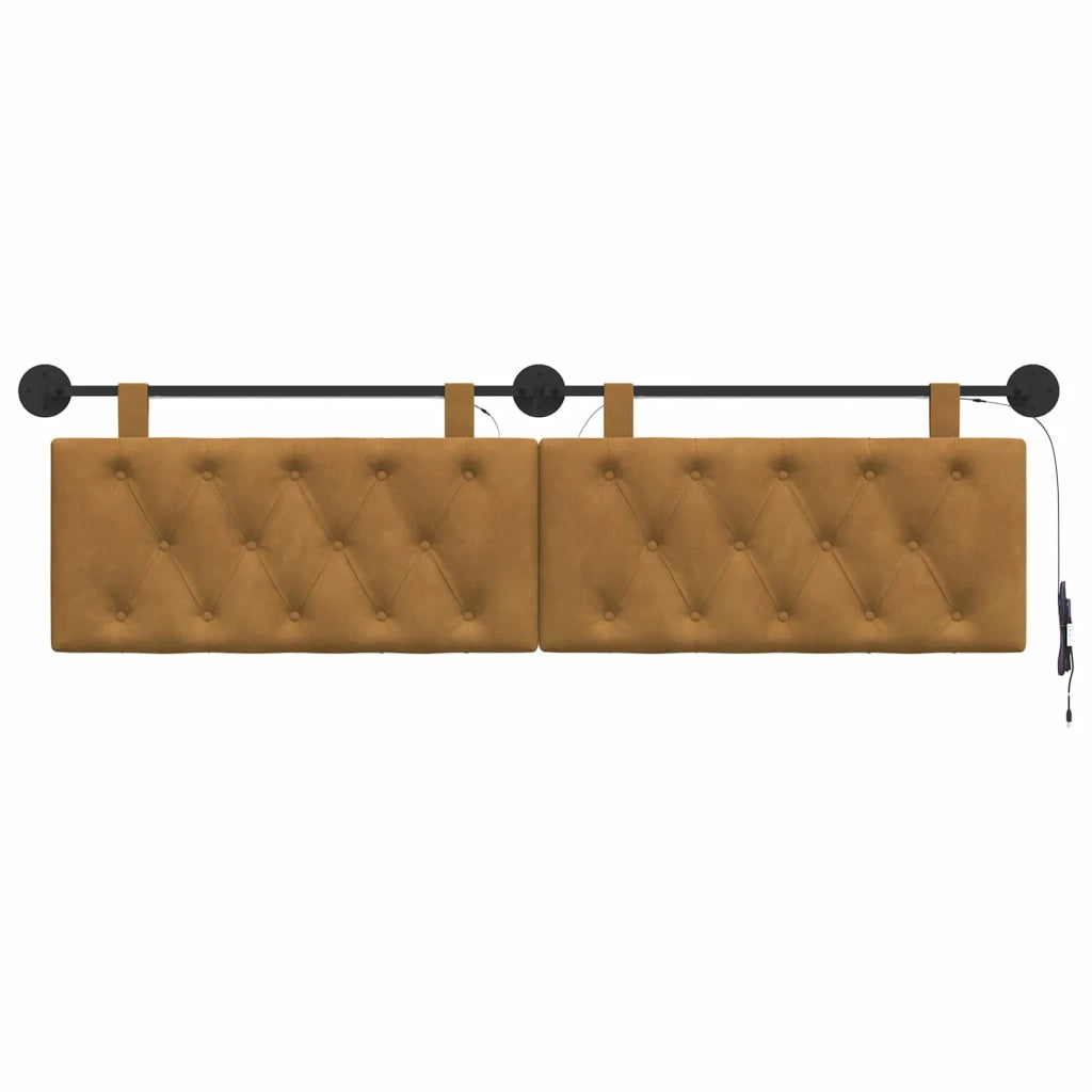 Testiera sospesa Con luce LED Marrone Velluto 3424701