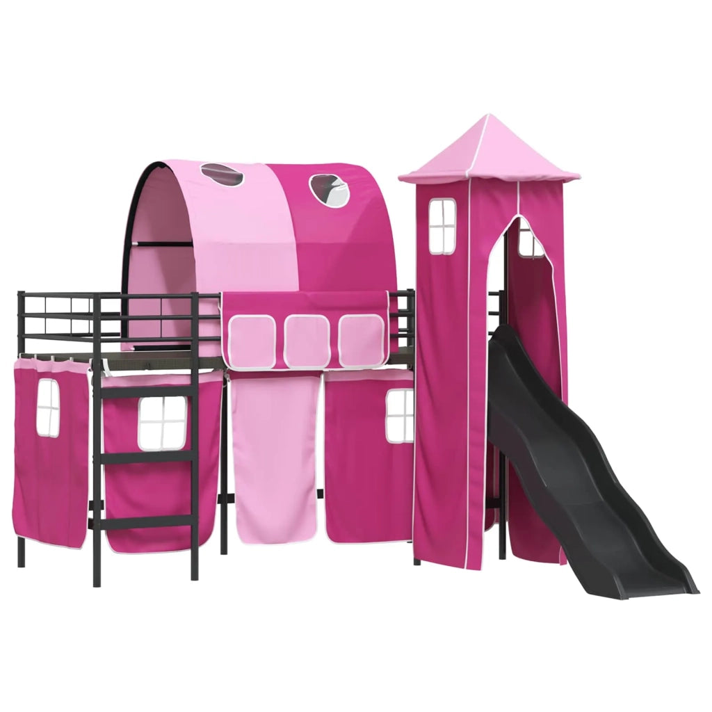 Struttura del letto loft per Bambini | Letto Infantile | Lettino Nero e rosa 75 x 190 cm