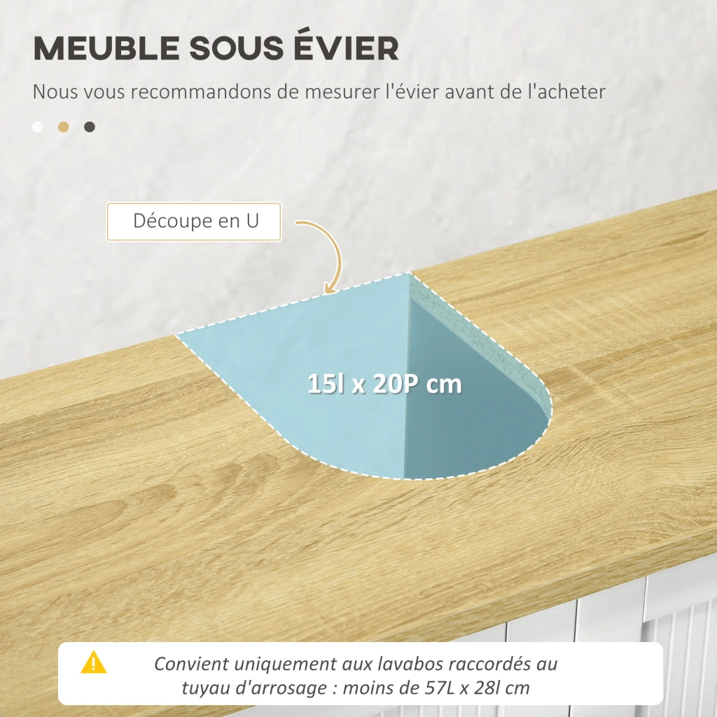 Mobile sottolavabo da bagno ¨C Xylo ¨C bianco, 2 ante, ripiano regolabile, 60x30x60 cm