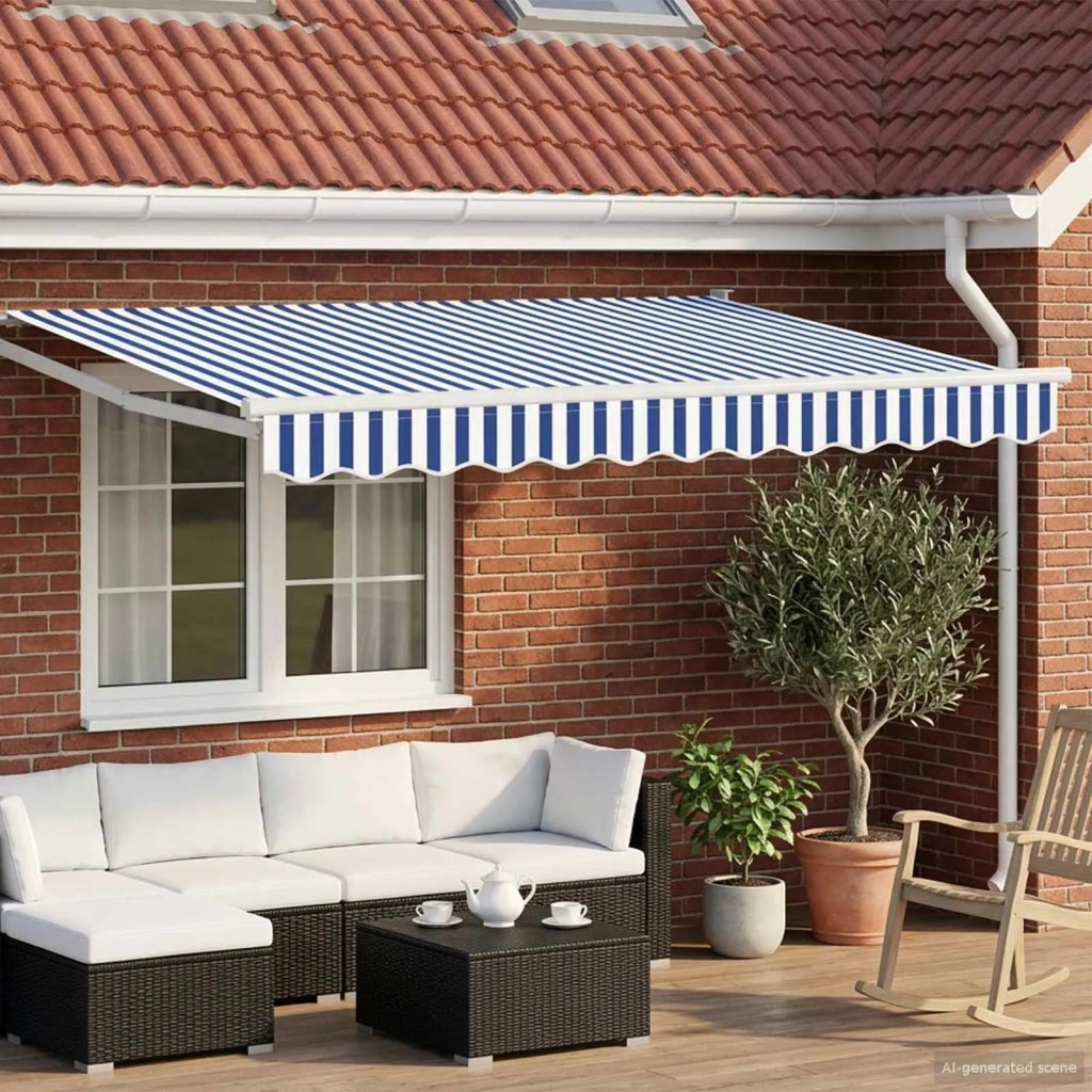 Tenda retrattile manuale con LED Blu e Bianco 3 x 2 m