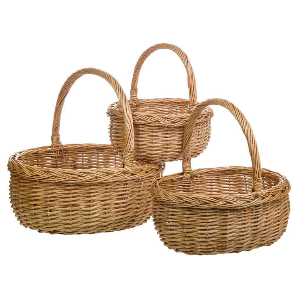 Set di 3 cestini in vimini naturale marrone