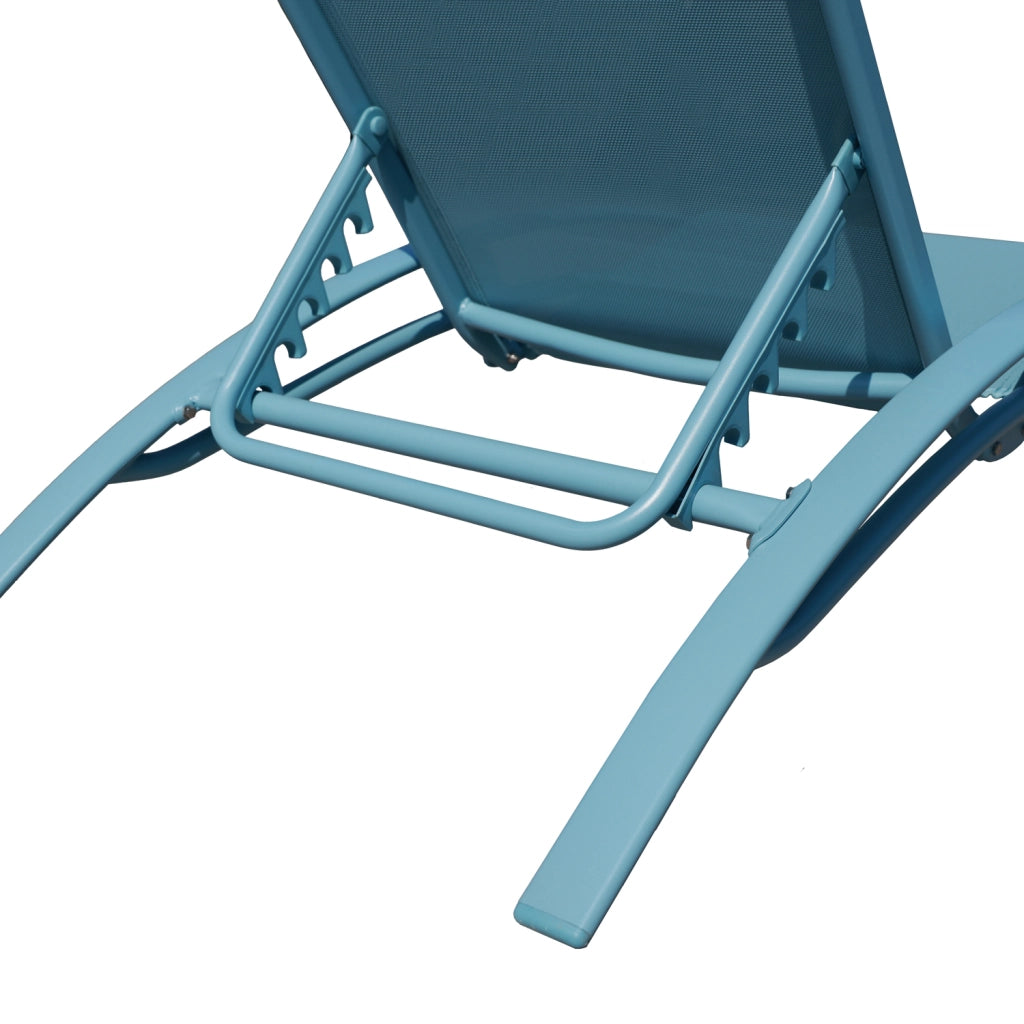 Set di 2 sedie a sdraio GALAPAGOS in textilene azzurro - alluminio azzurro