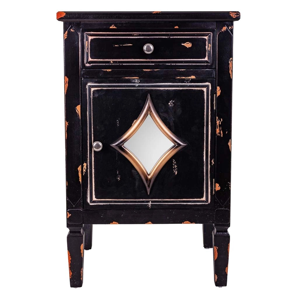 Comodino in legno nero 48x36x76