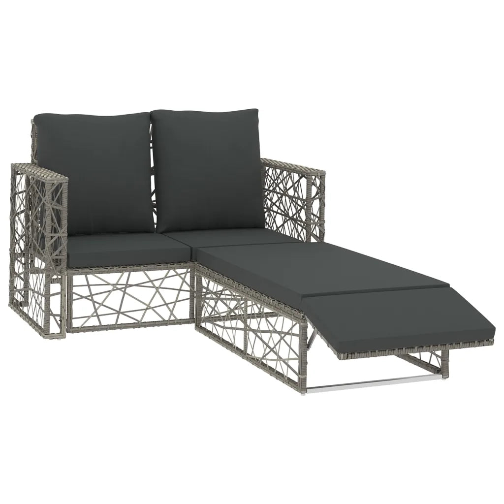 Set Divani da Giardino 2 pz con Cuscini in Polyrattan Grigio 46812