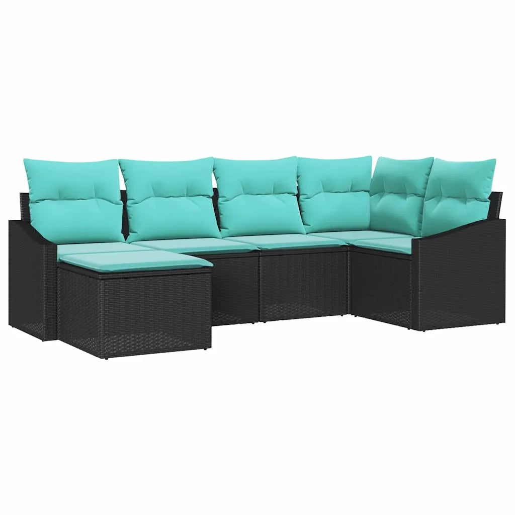 Set di divani con cuscino 6 pcs Nero polyrattan 3346796