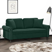 Divano a 2 Posti con Cuscini Verde Scuro 140 cm in Velluto 3200947