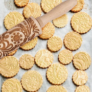 Deegroller in legno con design a fiocco di neve per biscotti, pizza, pasta e fondant - 196 cm