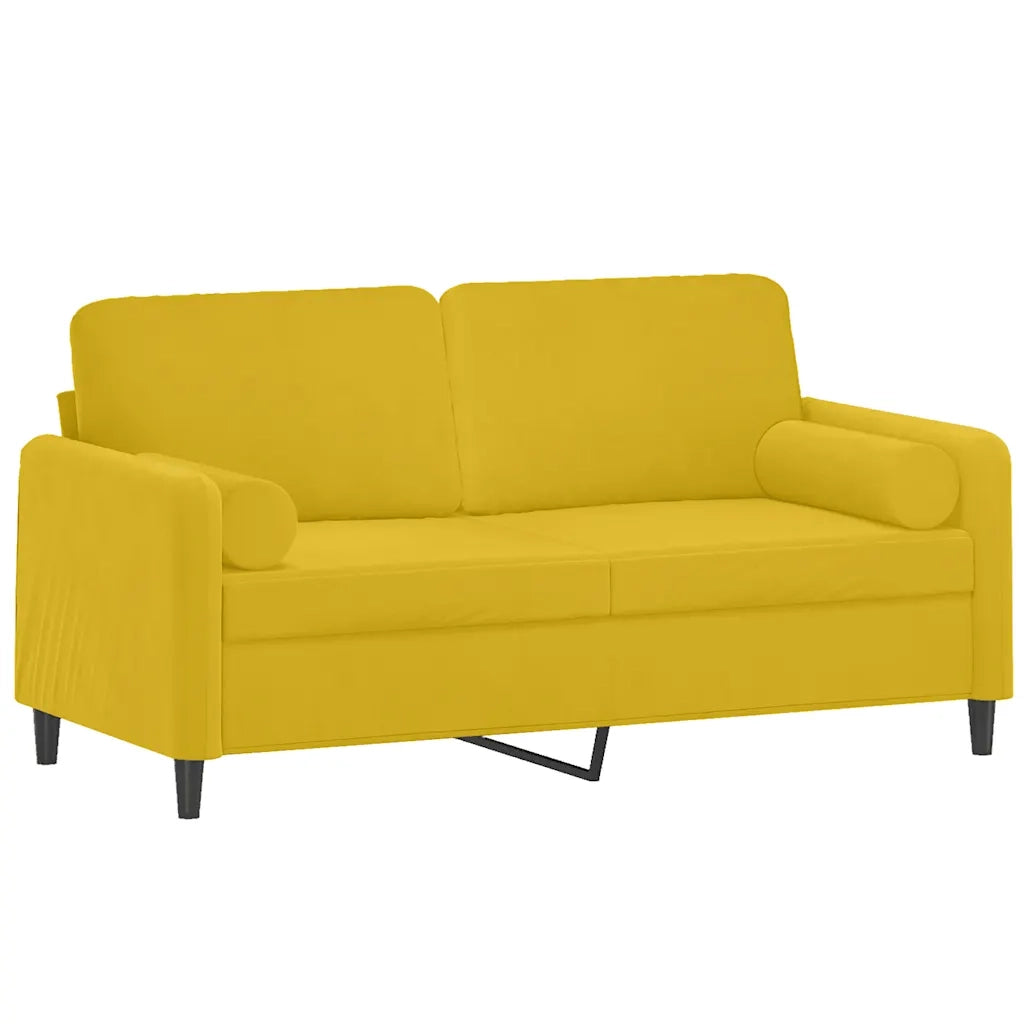 Divano a 2 Posti con Cuscini-Sofa 2 Posti con Cuscini Giallo 140 cm in Velluto 961196