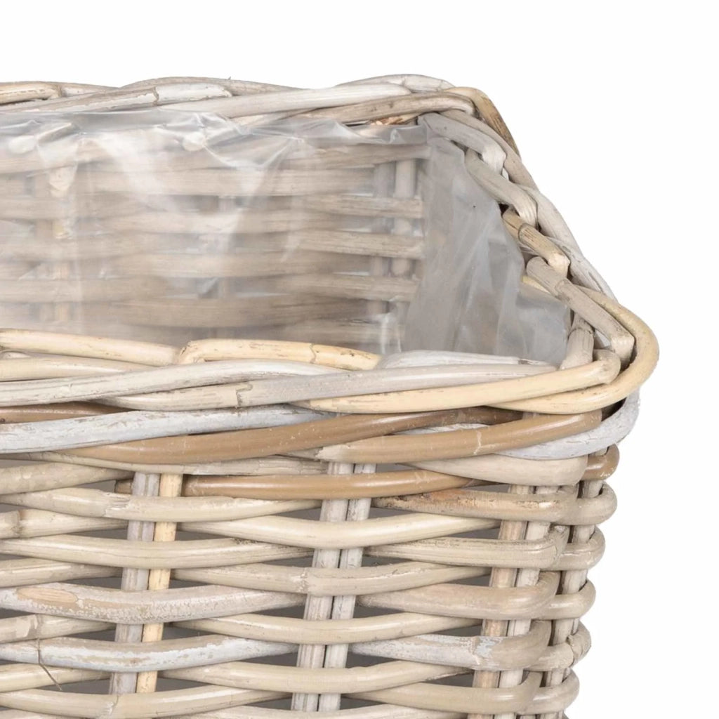 Cestino da Vaso con archiviazione 3 pz Grigio Rattan Kubu CFW3651682