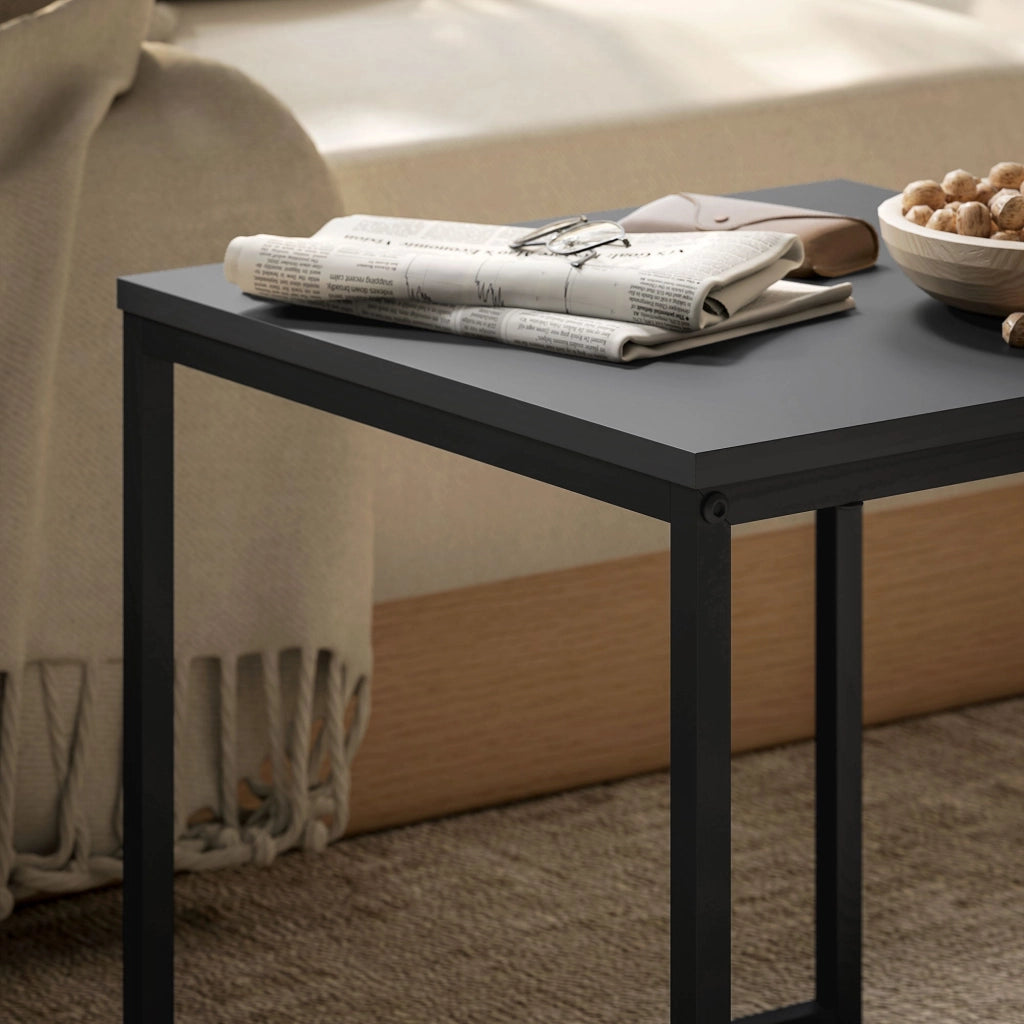 Set 2 Tavolini con Gambe a U Impilabili in Legno e Acciaio