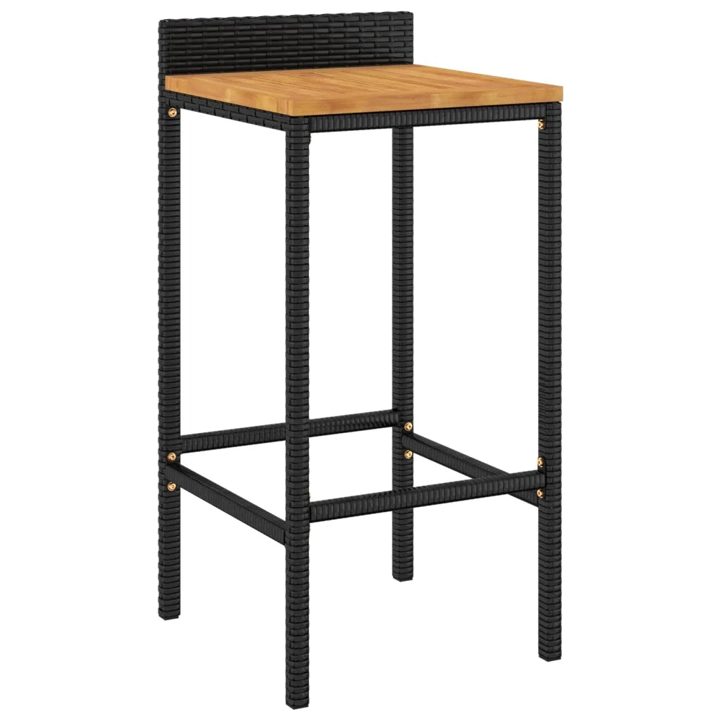 Set Bar Giardino 9 pz Nero Polyrattan e Legno Massello Acacia 3187688