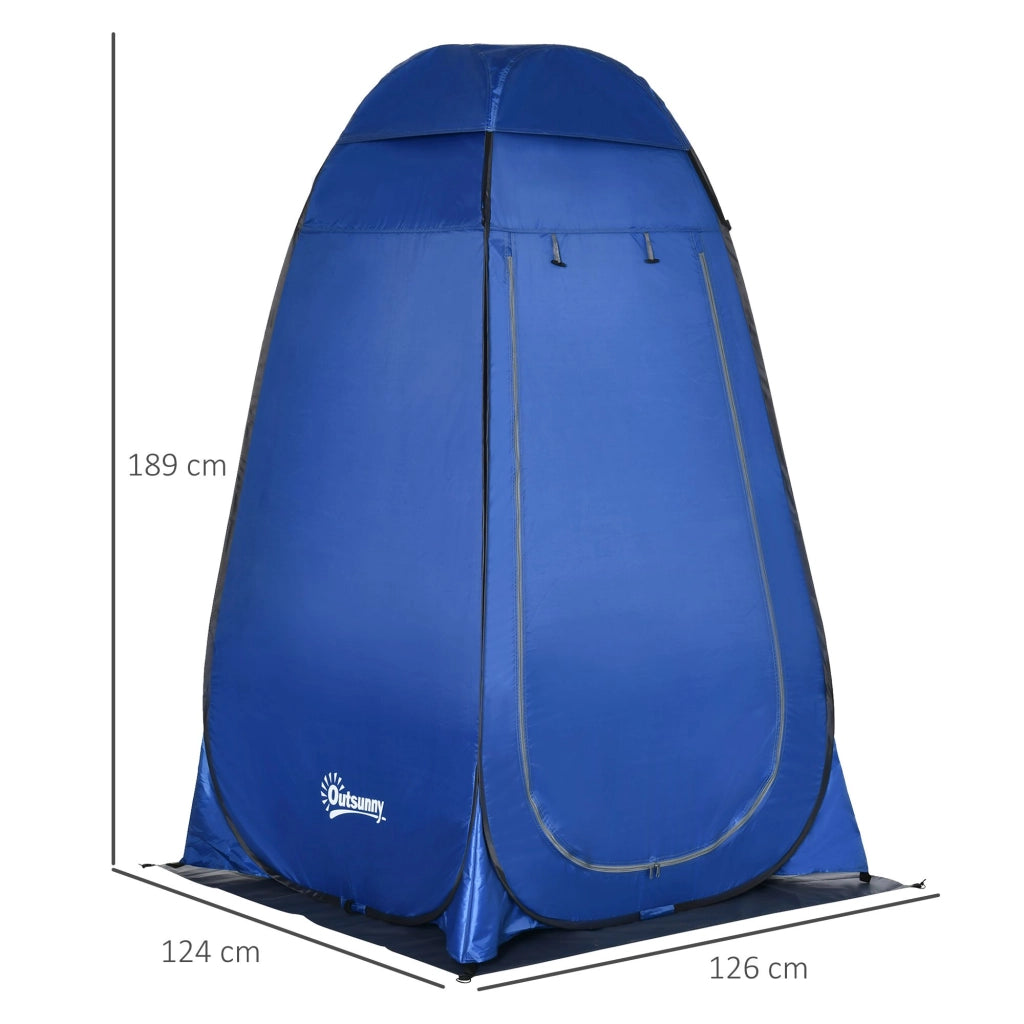 Tenda Doccia da Campeggio e Spiaggia-Tenda da esterno con Porta a Cerniera e Borsa di Trasporto, 126x124x189 cm, Blu Scuro