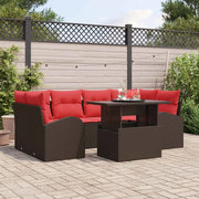 Set Divano da Giardino con cuscino 7 pcs Marrone e Rosso 3357317