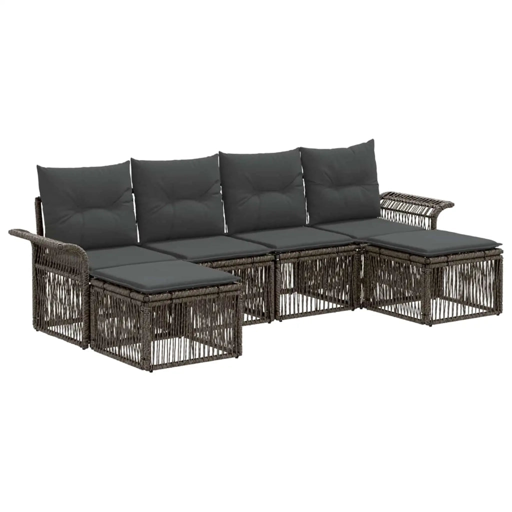 Set Divano da Giardino 6 pz Grigio polyrattan 3434909