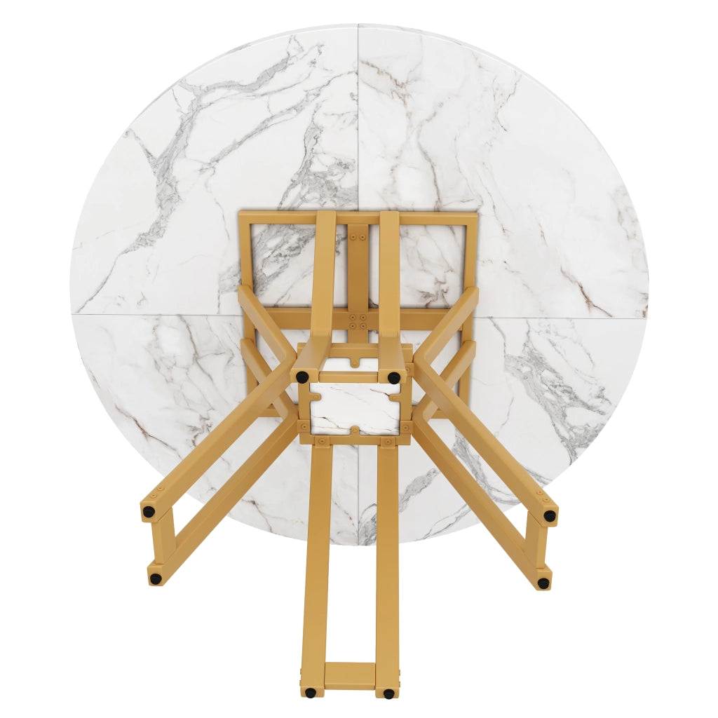 TAVOLO DA PRANZO 100x100x76 cm MDF Bianco e Oro