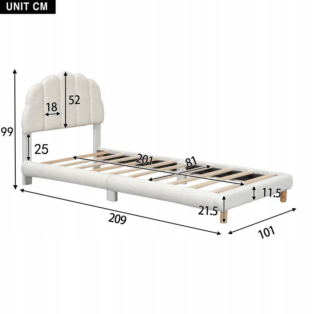 Letto per bambini 90x200 - Xylo - Bianco in velluto senza materasso