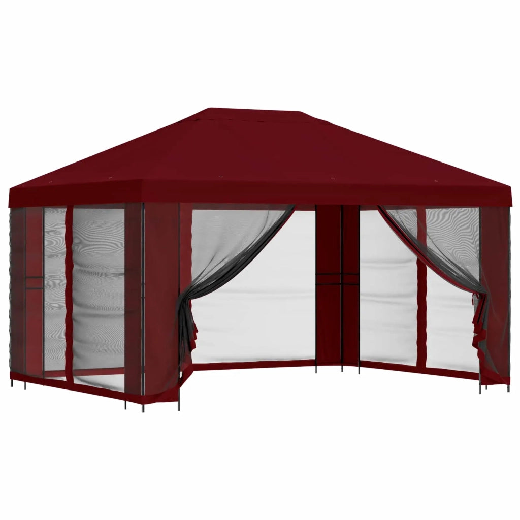 Gazebo | Pergolato da giardino con pareti laterali 4 ¡Á 3 m Borgogna