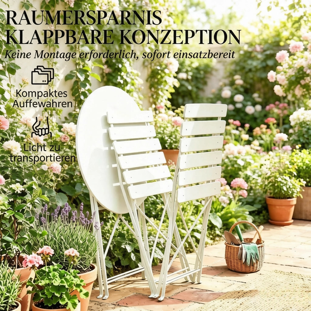 Set di sedute portatili per patio, mobili da giardino pieghevoli, tavolo e sedie da bistrot per esterni, tavolo e sedie da pranzo minimalisti per este