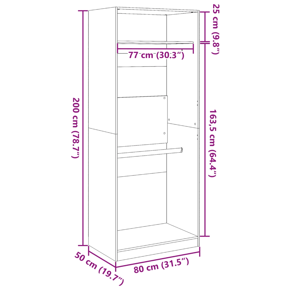 Armadio Grigio Sonoma 80x50x200 cm in Legno Multistrato CFW8616091