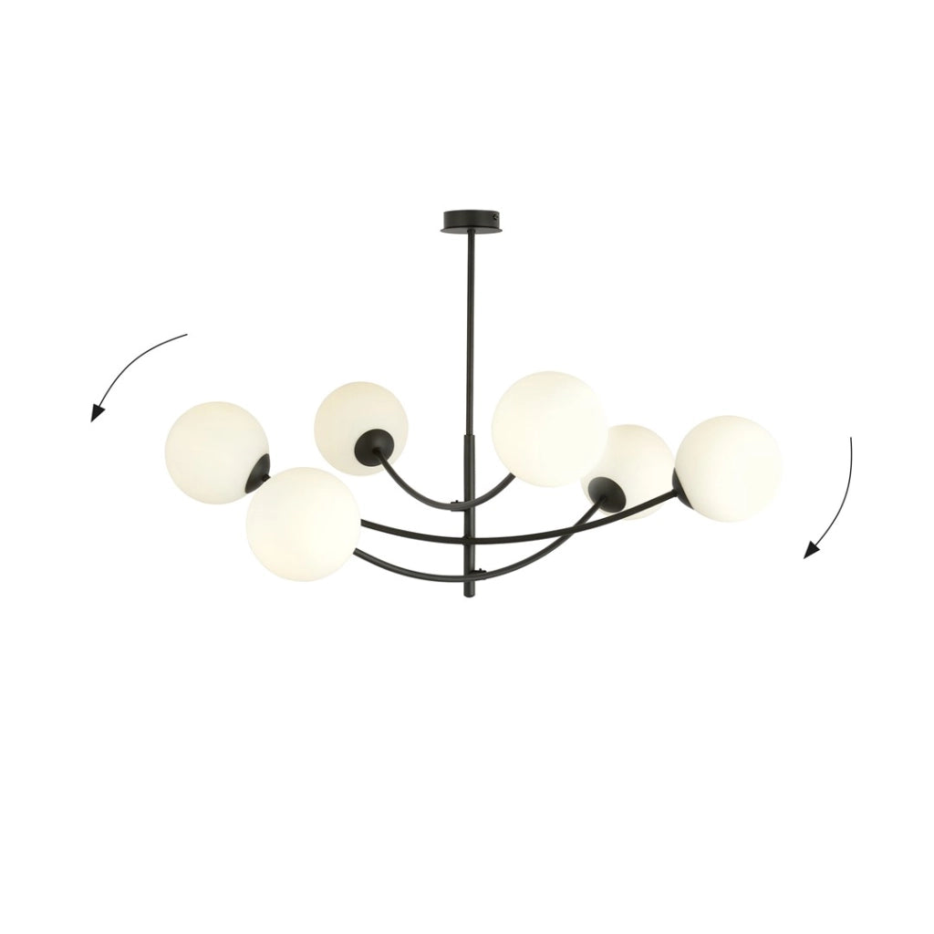 Lampadario Emibig Hunter 6 nero/opalino 6xE14 1102/6