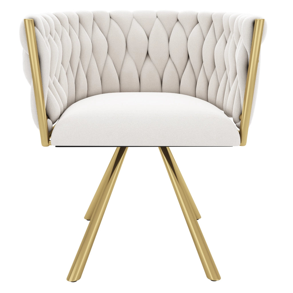 SEDIA Girevole 360° in Velluto Beige e Oro Set da 6 pezzi